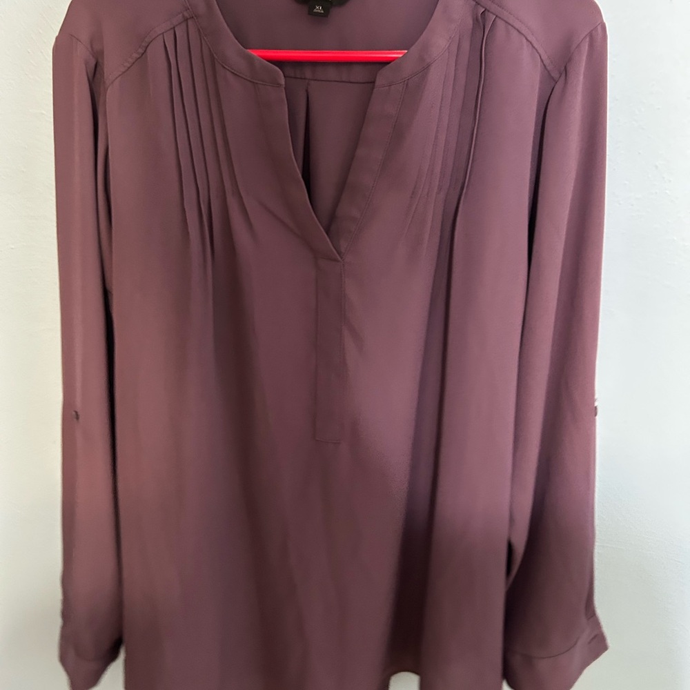 Simply Vera Vera Wang Red Long Sleeve Relaxed Blouse